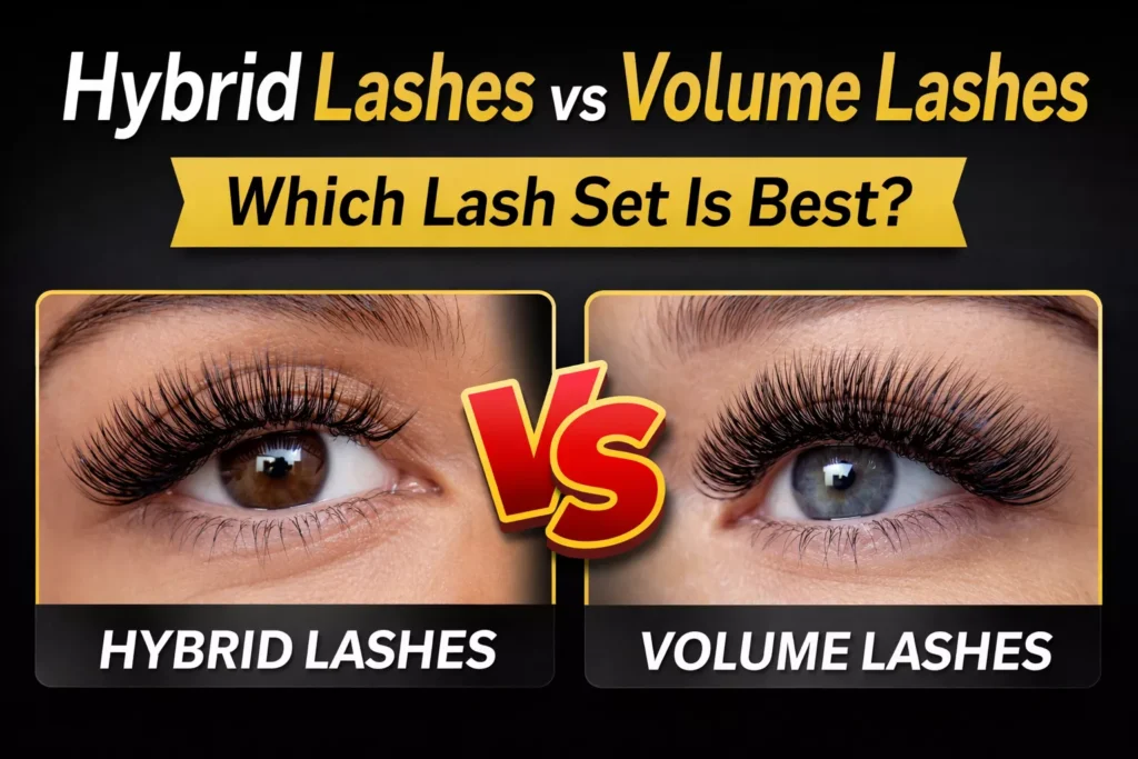 Hybrid Lashes vs Volume Lashes