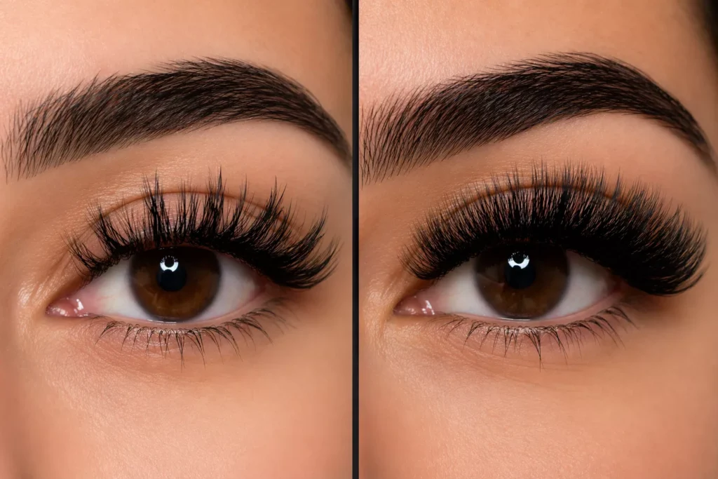 Hybrid Lashes vs Volume Lashes