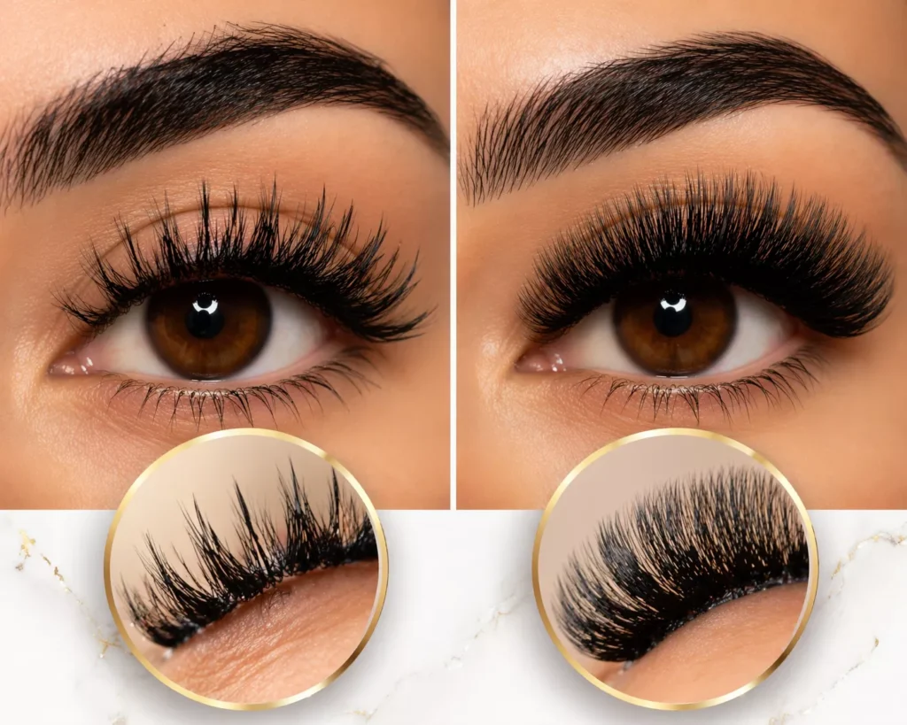 Hybrid Lashes vs Volume Lashes