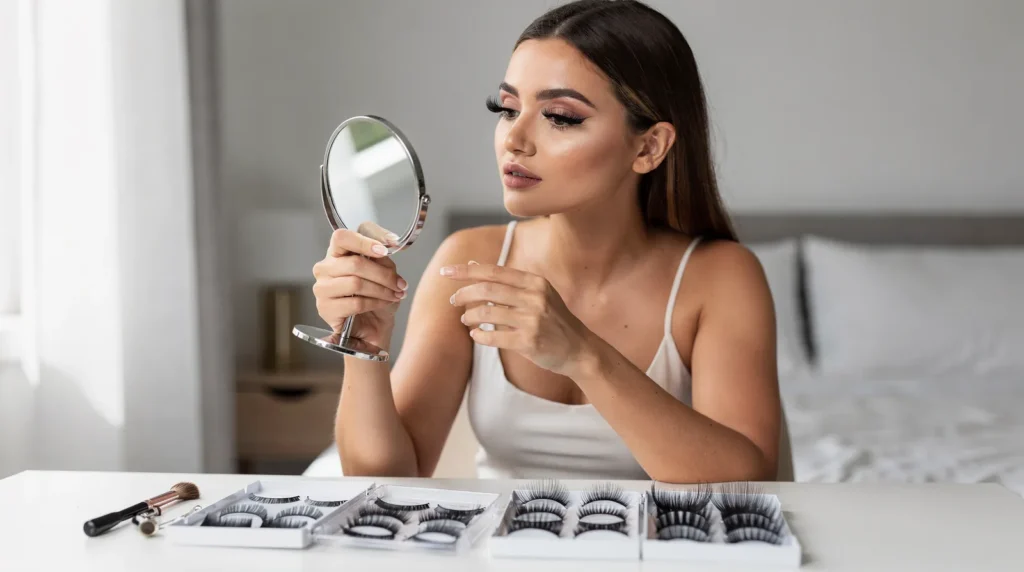 Full volume "Kim K" style sets use mixed-length trays for maximum drama.; Matching a dramatic