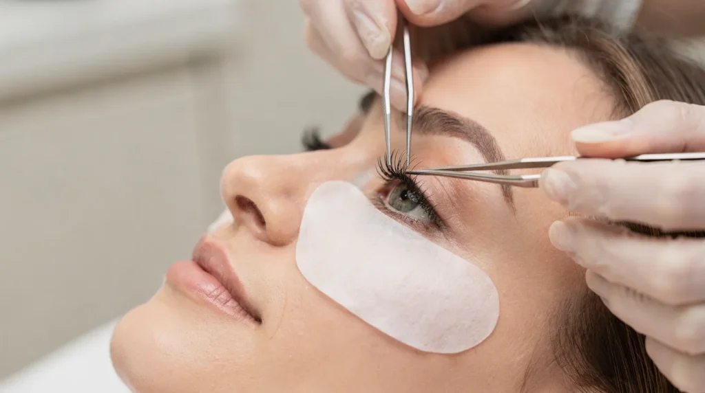 Classic eyelash extensions attach a single synthetic fiber to each individual natural lash